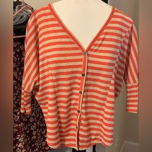 Orange strip button shirt